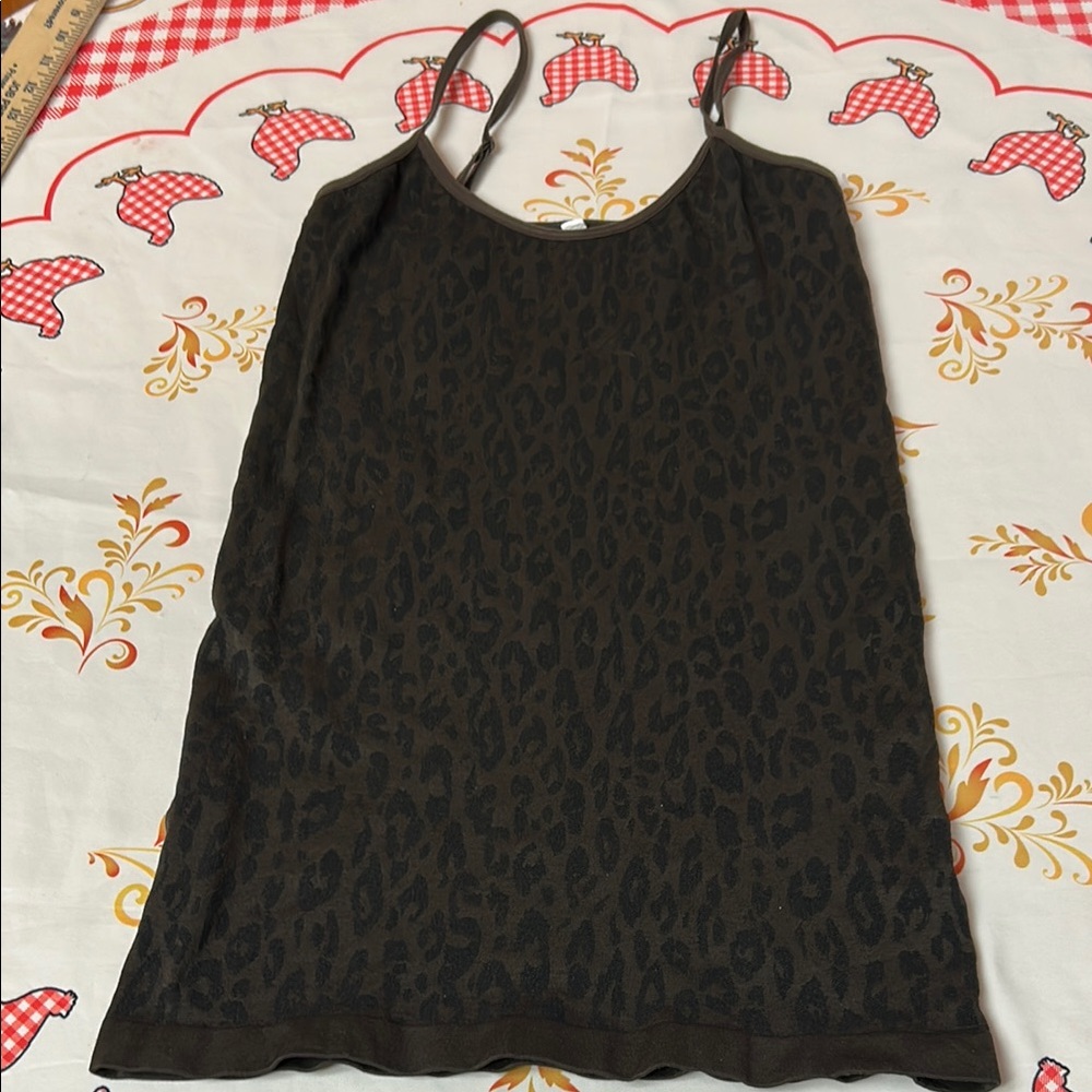 Charlotte Russe Animal Print Spaghetti Straps Top Camisole M/L NWOT Brown Black